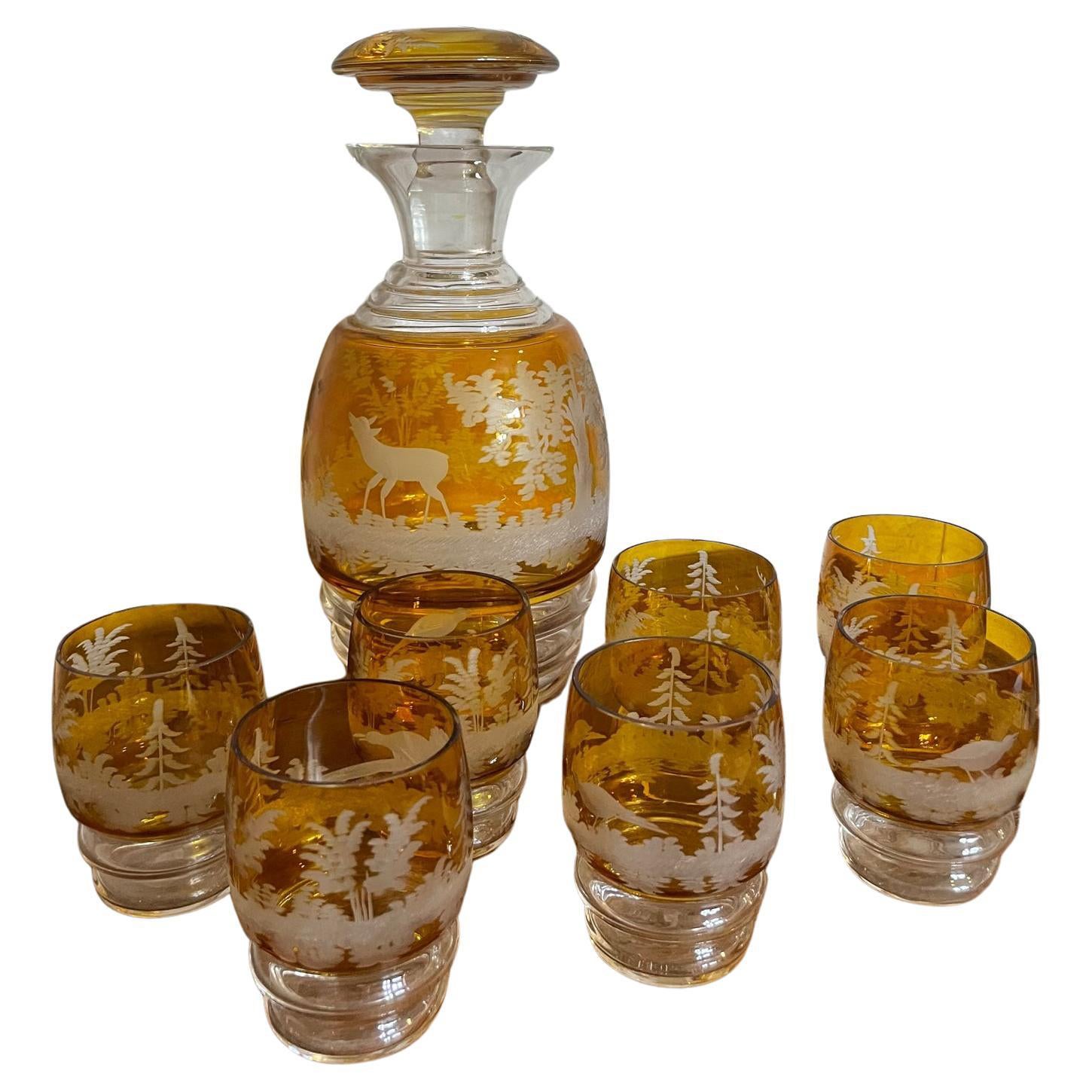 20th Century Bohemian Crystal Liquor Service