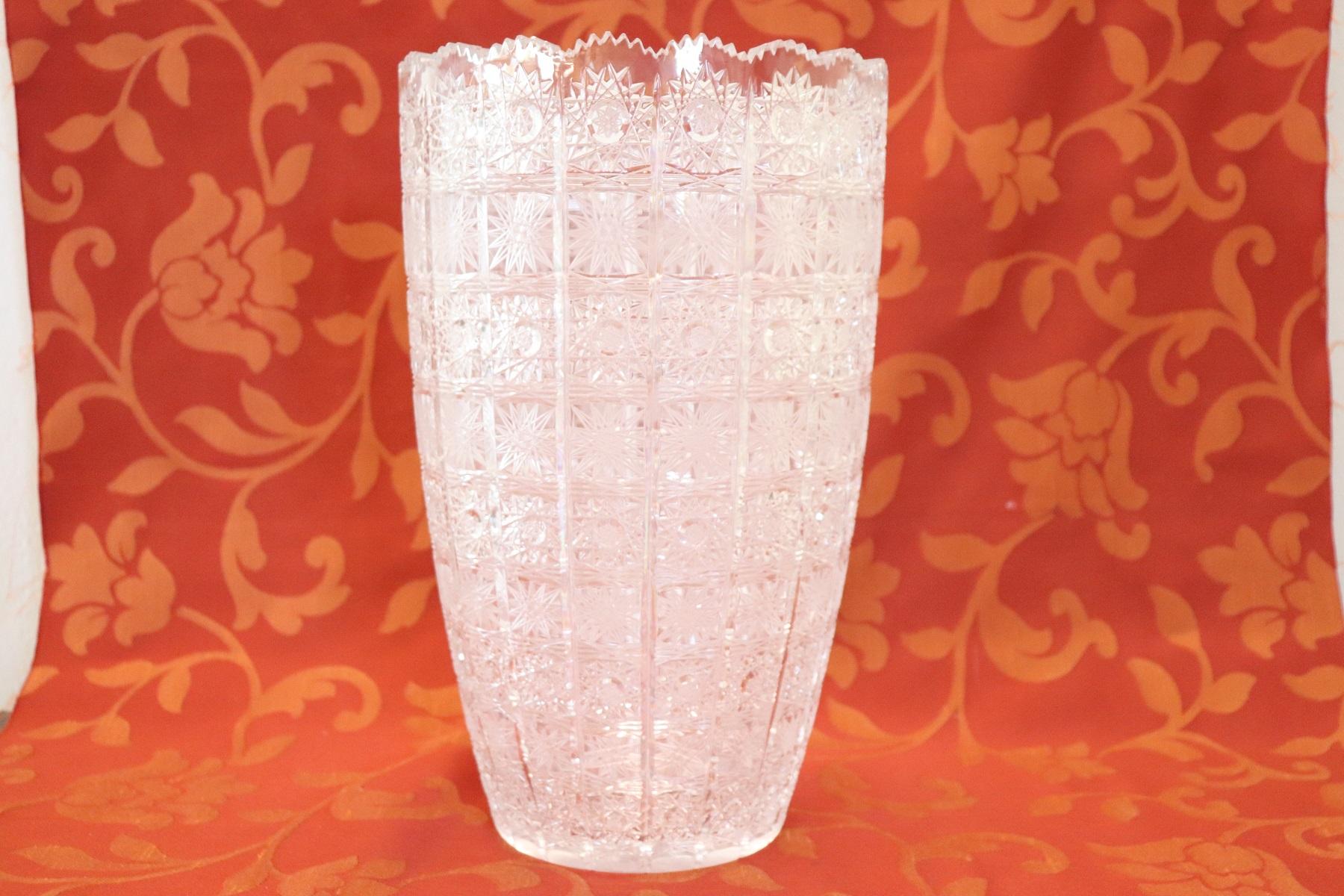 Czech 20th Century Bohemian Crystal Vase, 1980s