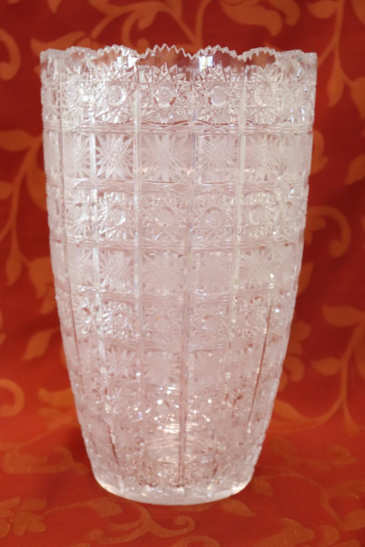 20th Century Bohemian Crystal Vase, 1980s In Excellent Condition In Casale Monferrato, IT