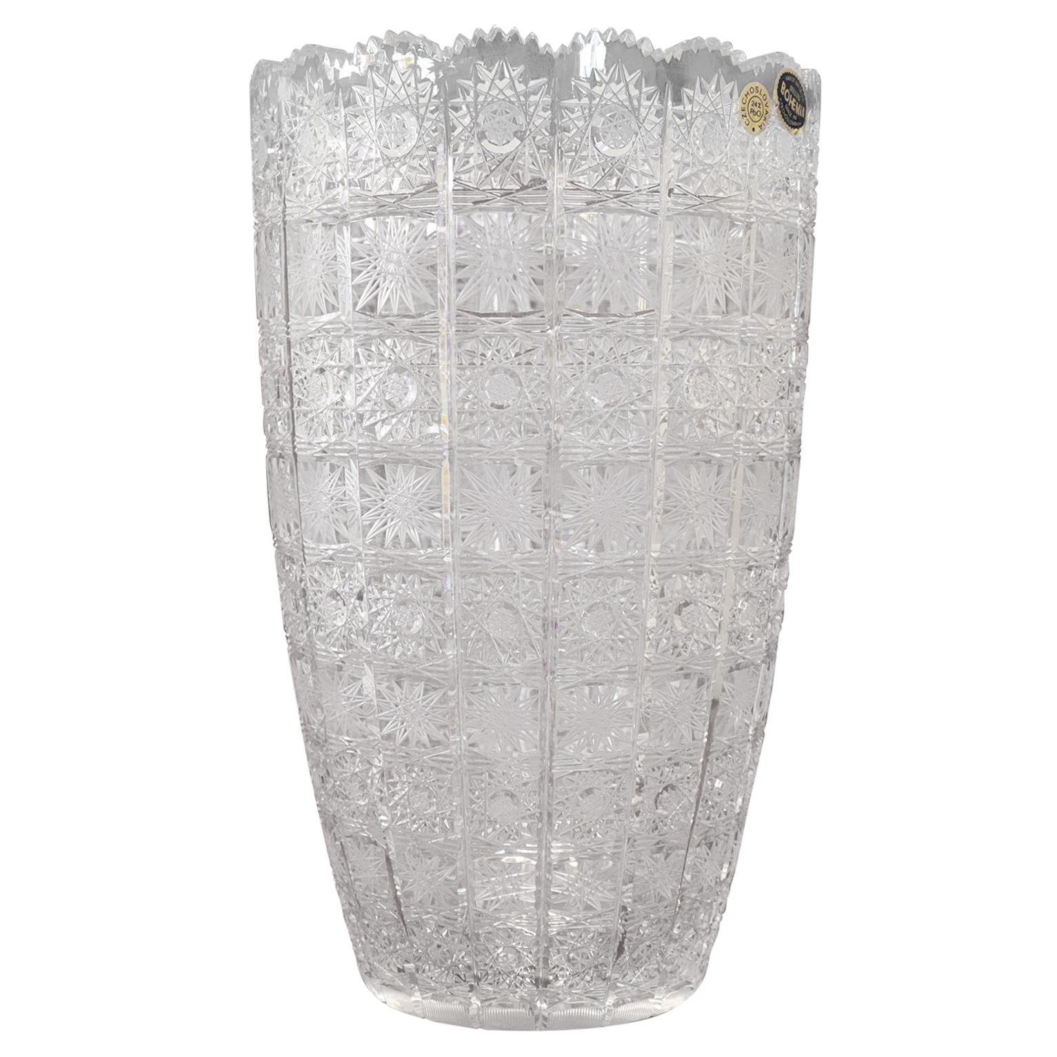 20th Century Bohemian Crystal Vase, 1980s
