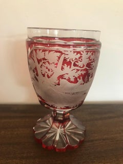20th Century Bohemian Engraved Crystal Glass or Cup, 1920s