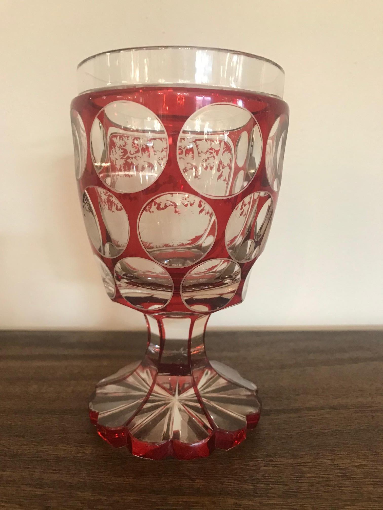 Early 20th Century 20th Century Bohemian Engraved Crystal Glass or Cup, 1920s