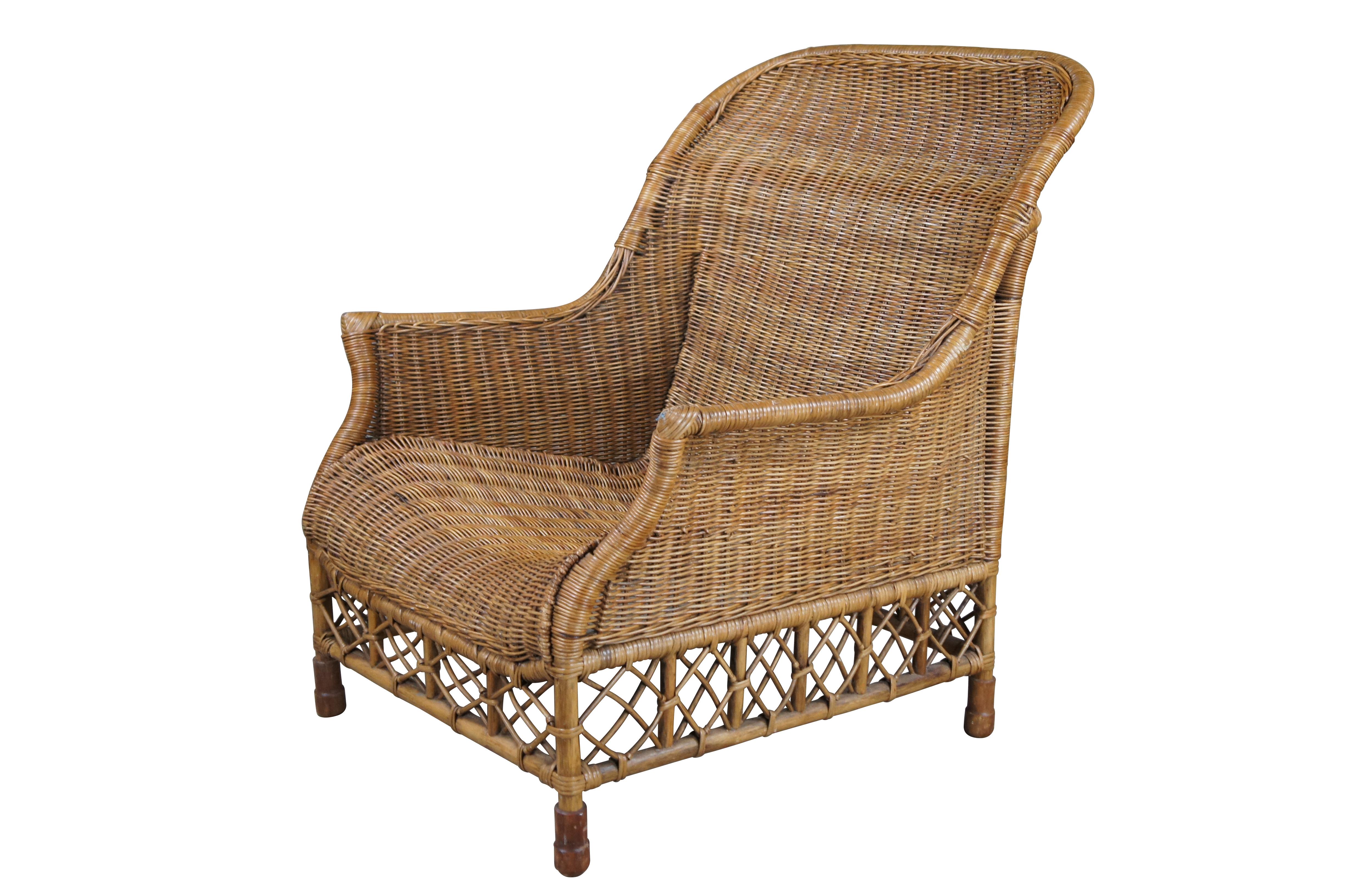 20th Century Bohemian Modern Bentwood Wicker Rattan Lounge Chair Boho Chic In Good Condition In Dayton, OH