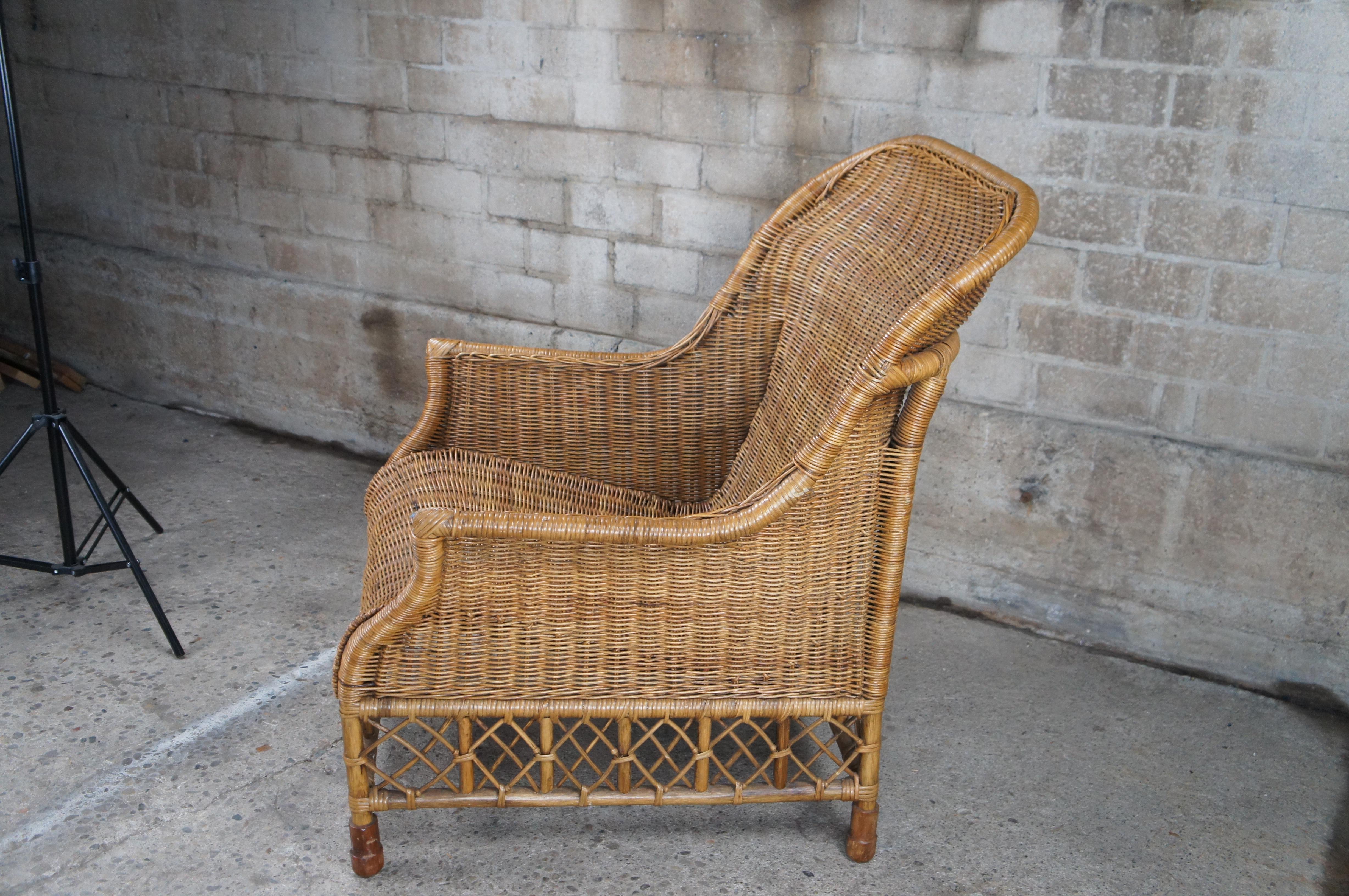 20th Century Bohemian Modern Bentwood Wicker Rattan Lounge Chair Boho Chic 1