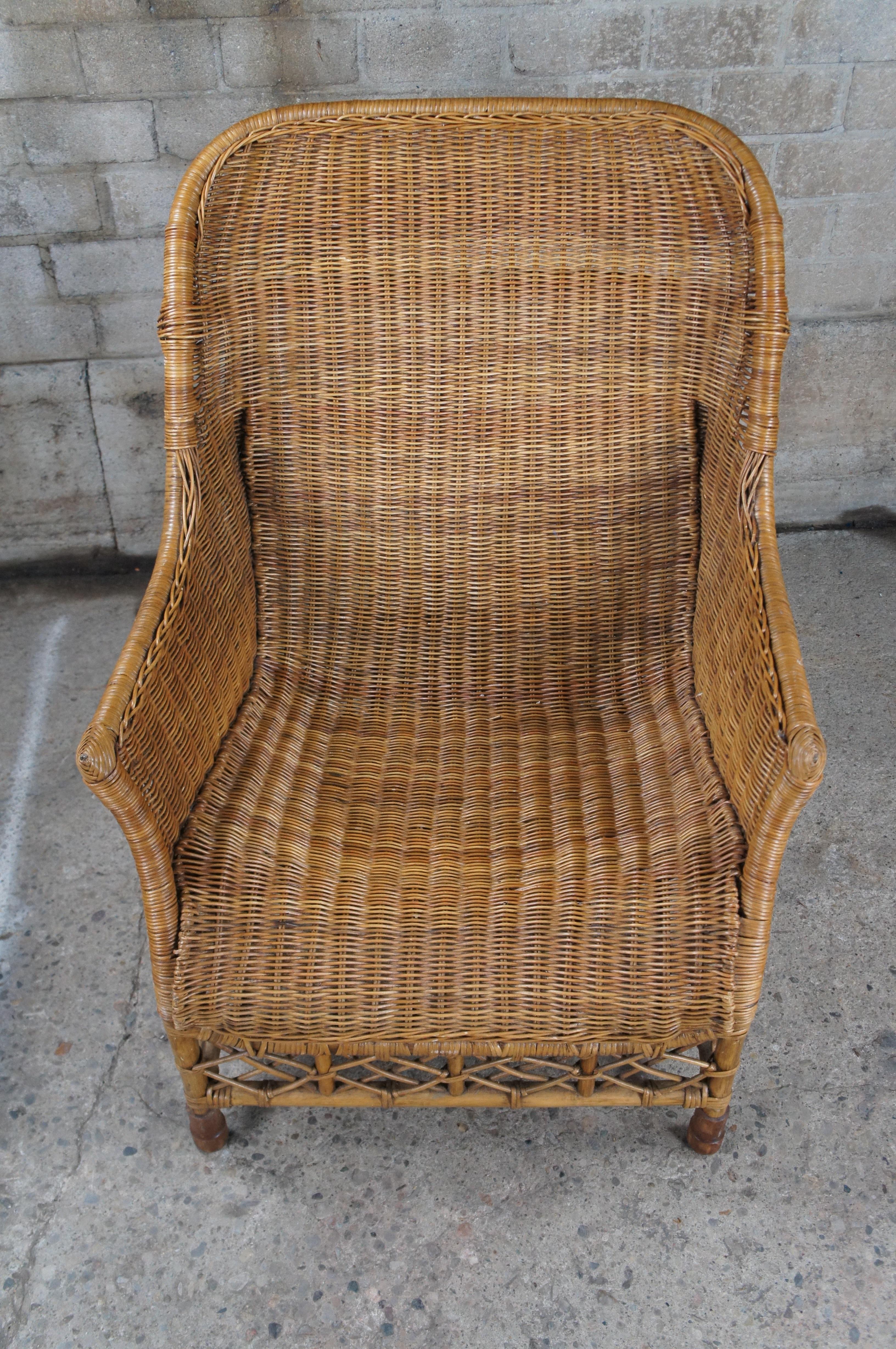 20th Century Bohemian Modern Bentwood Wicker Rattan Lounge Chair Boho Chic 2