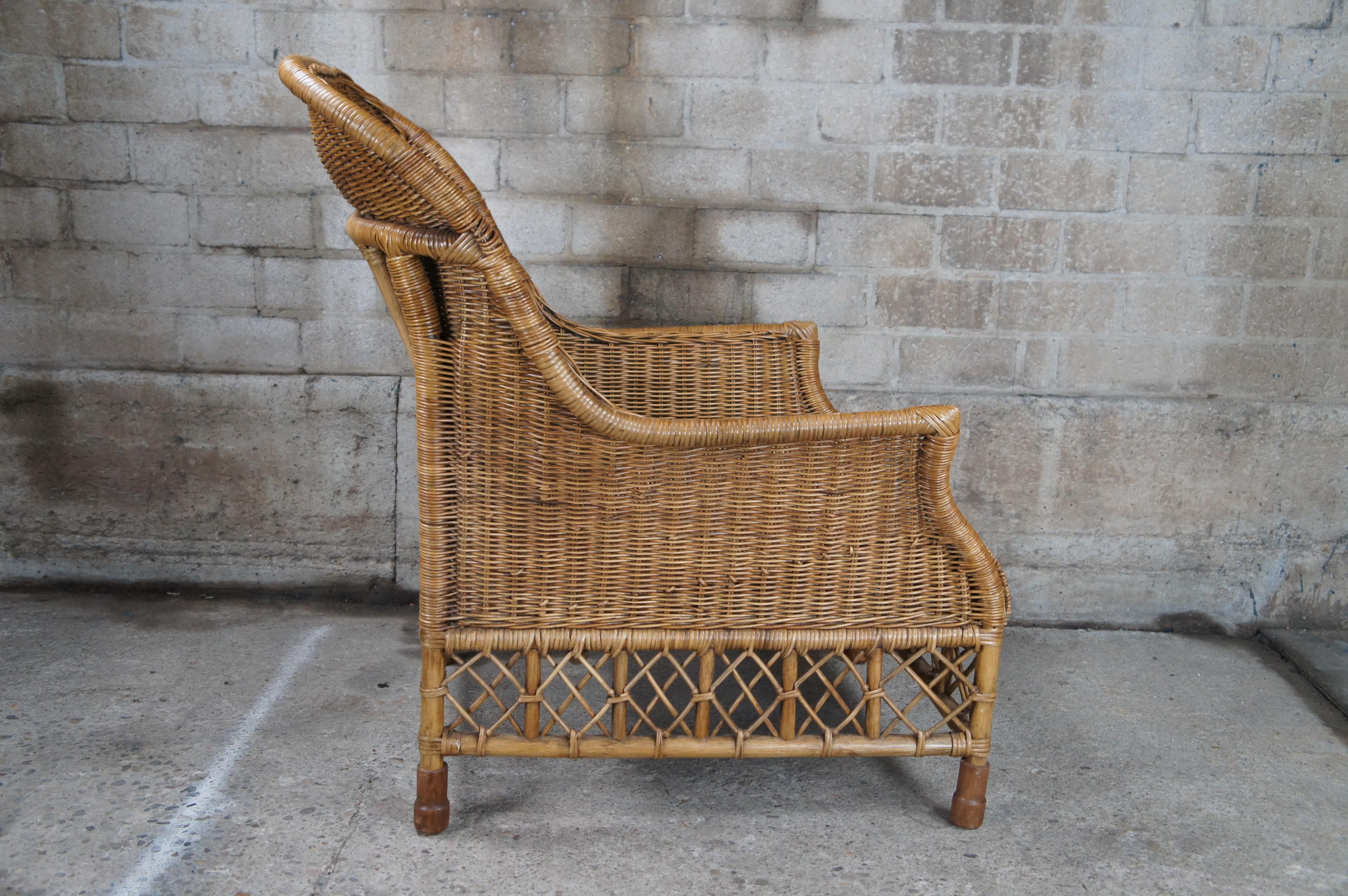 20th Century Bohemian Modern Bentwood Wicker Rattan Lounge Chair Boho Chic 6