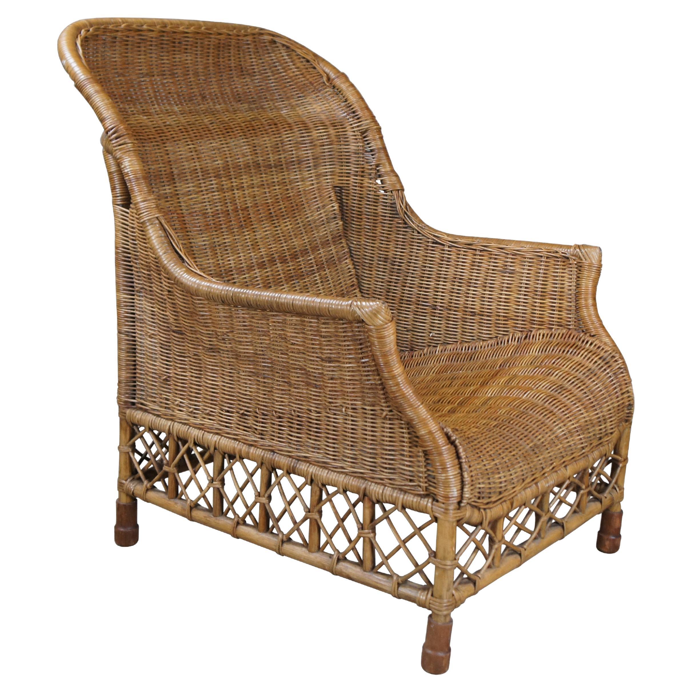 20th Century Bohemian Modern Bentwood Wicker Rattan Lounge Chair Boho Chic