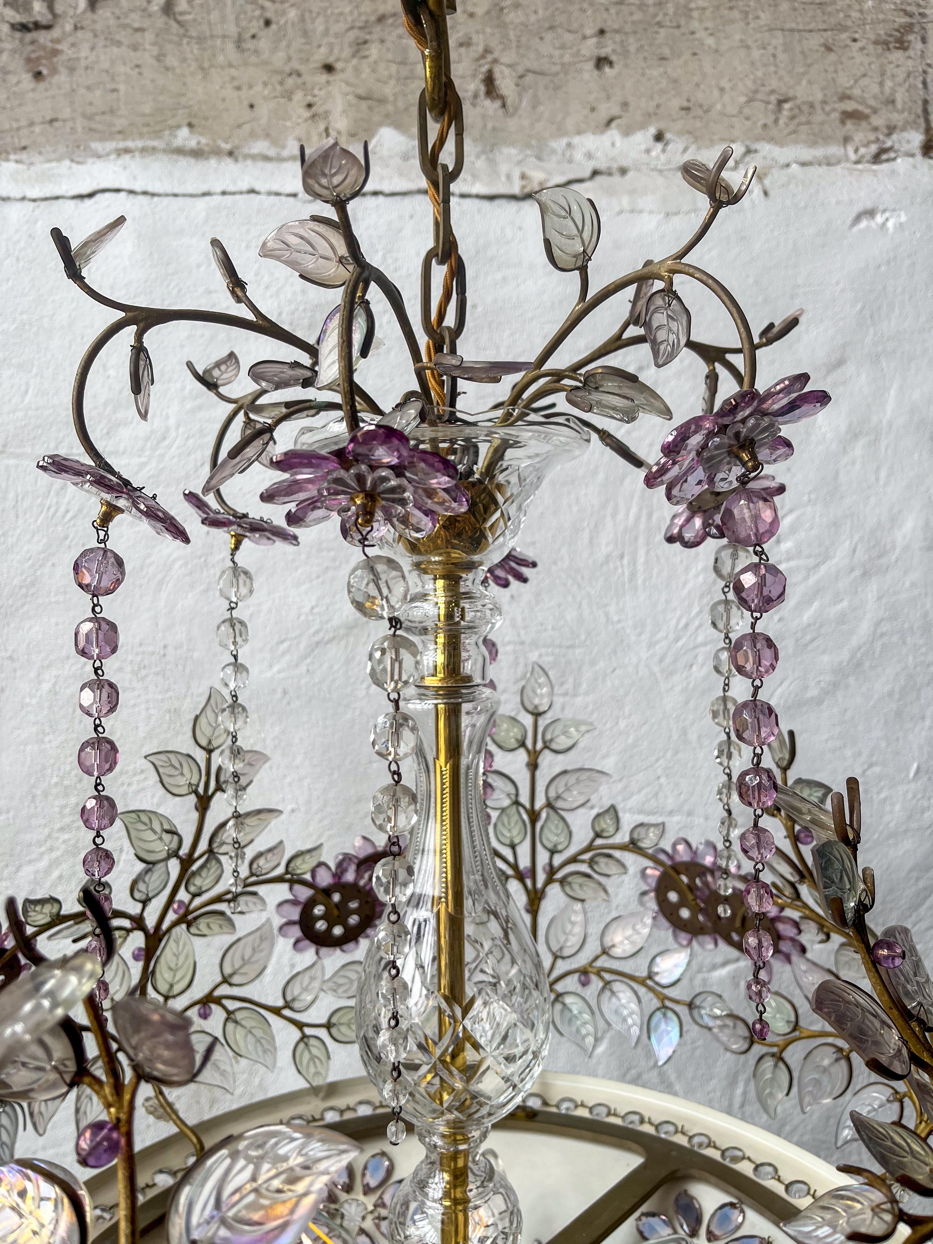 Mid Century French  Polished Brass Chandelier by Maison Bagues For Sale 5