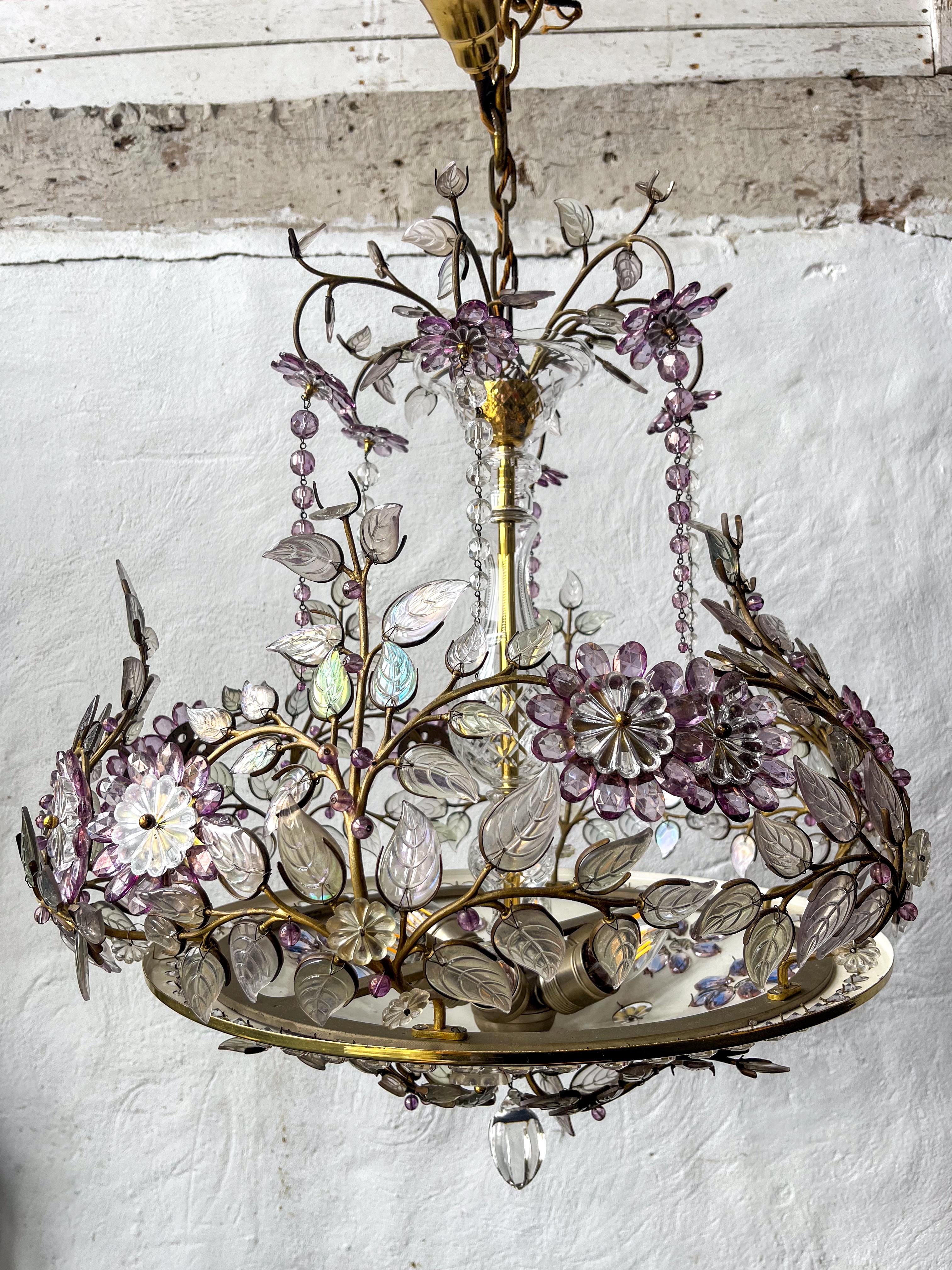 Mid Century French  Polished Brass Chandelier by Maison Bagues In Good Condition For Sale In Southall, GB