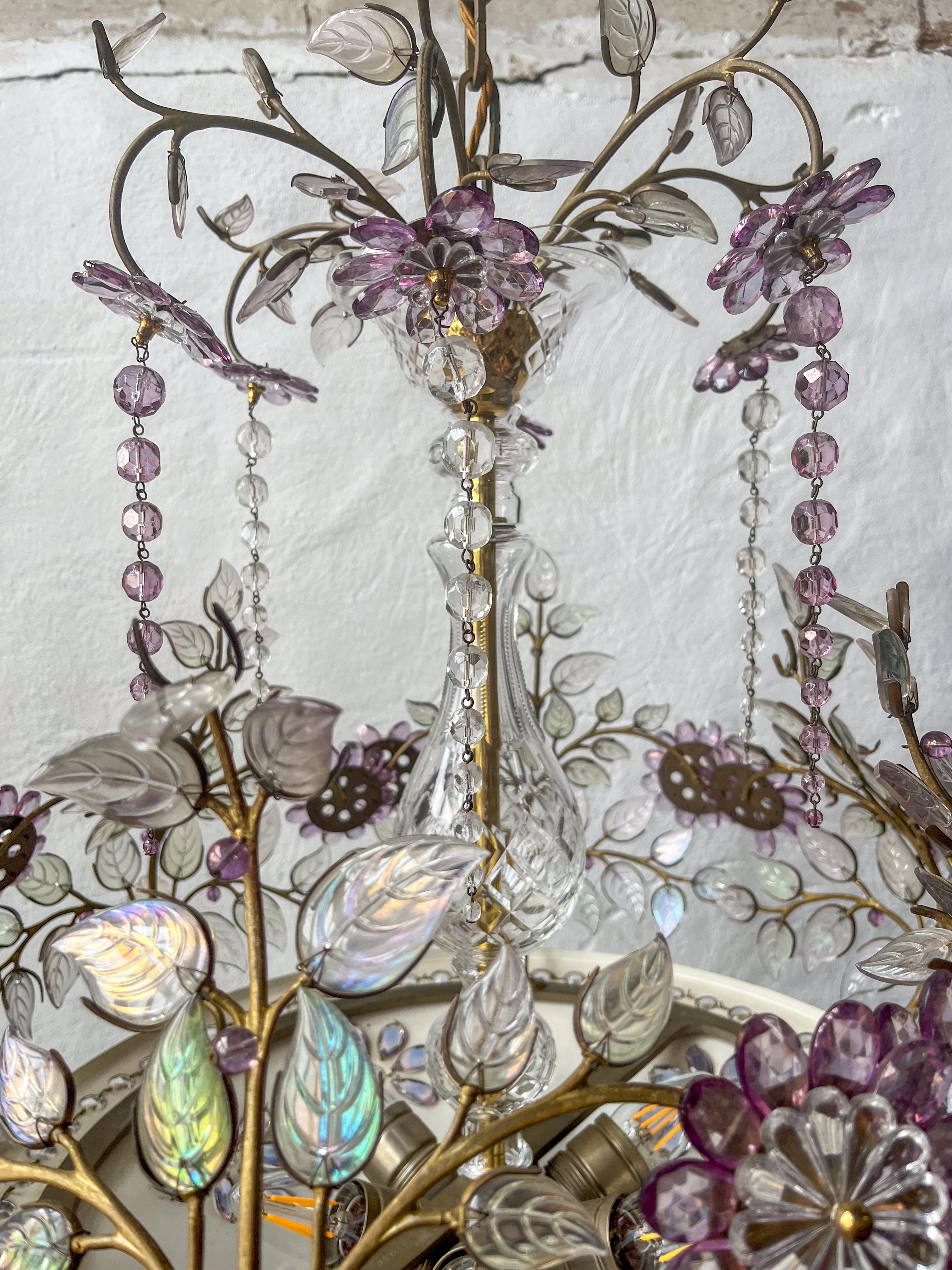 Mid Century French  Polished Brass Chandelier by Maison Bagues For Sale 2