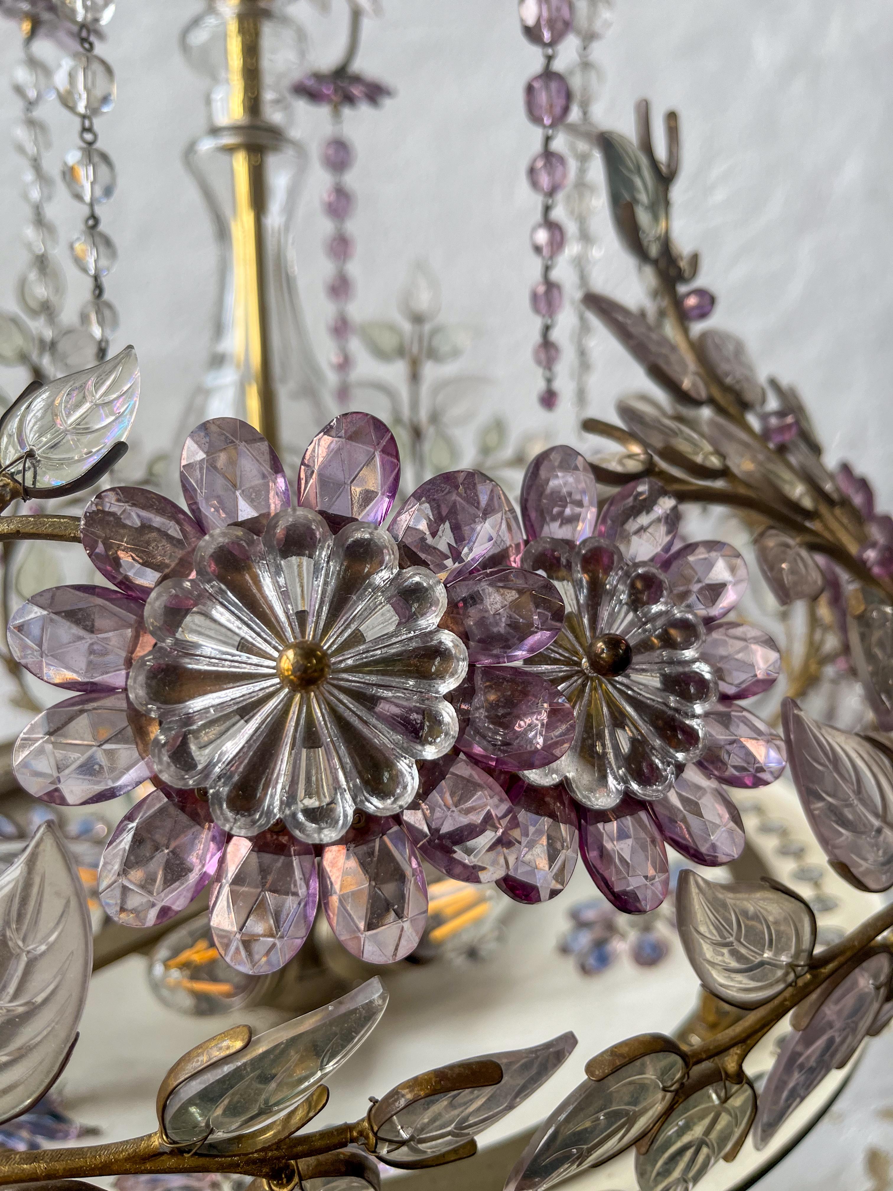 Mid Century French  Polished Brass Chandelier by Maison Bagues For Sale 4