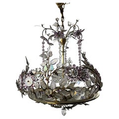 Mid Century French  Polished Brass Chandelier by Maison Bagues