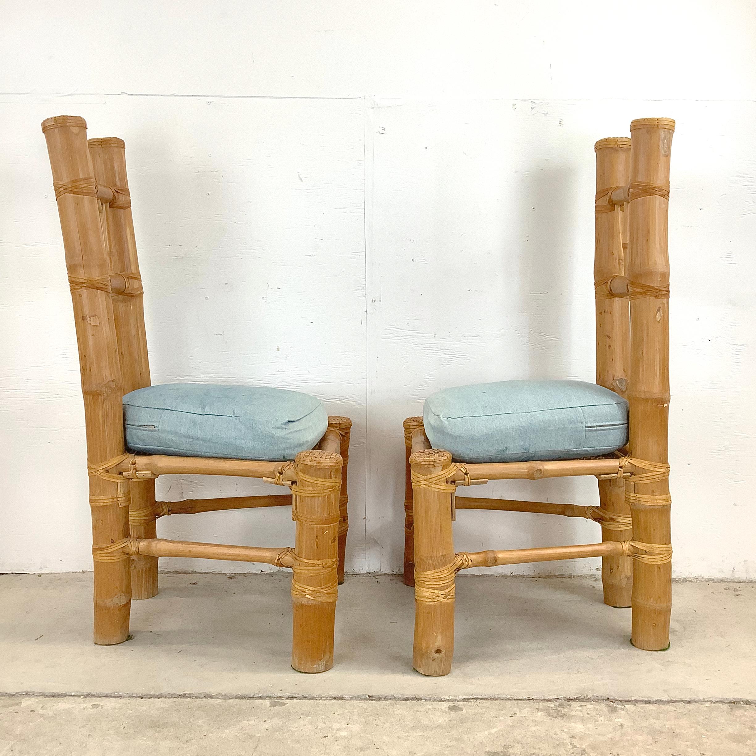 20. Jahrhundert Boho Modern Bambus Highback Beistellstühle im Angebot 1