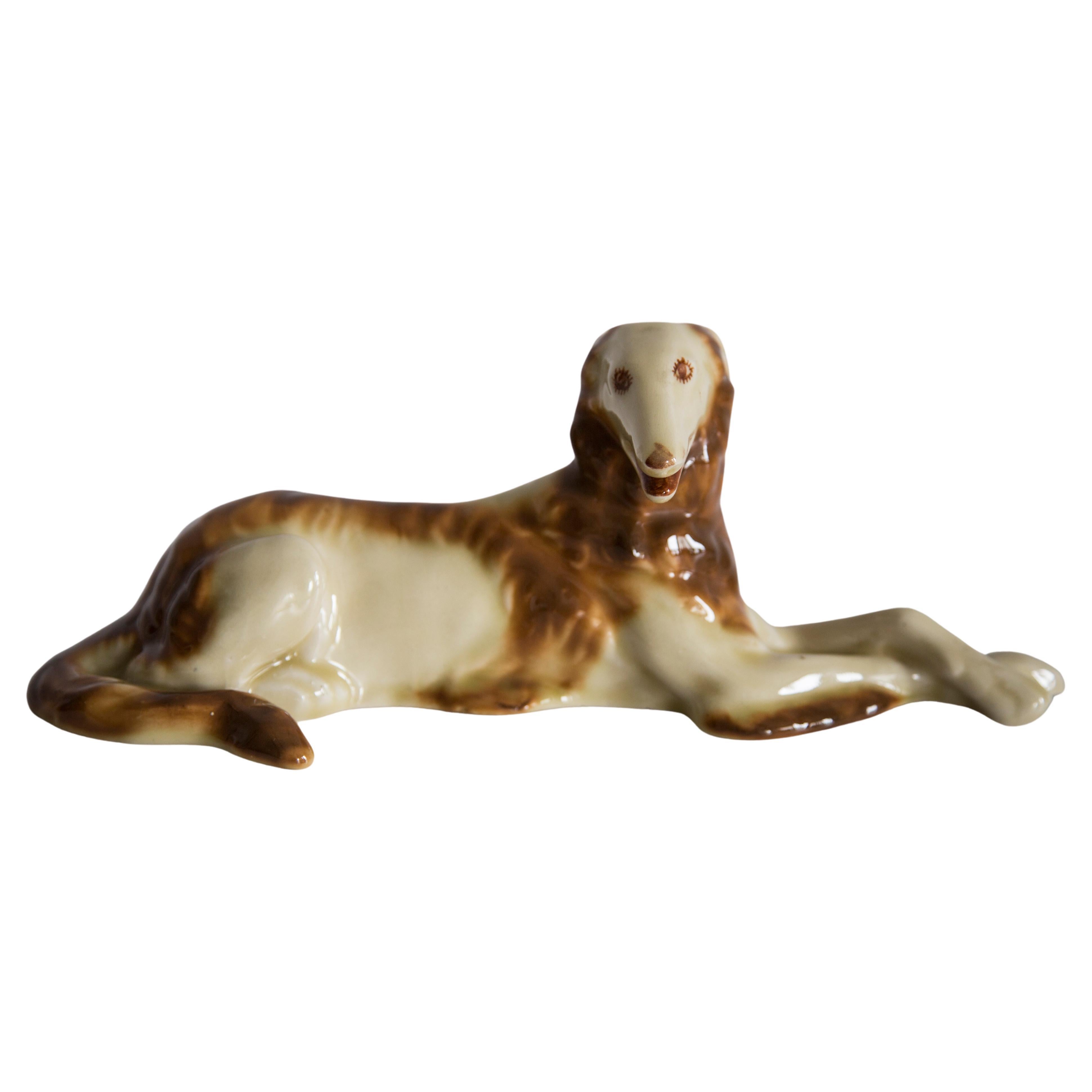 Escultura de perro borzoi del siglo XX, Polonia, años 60