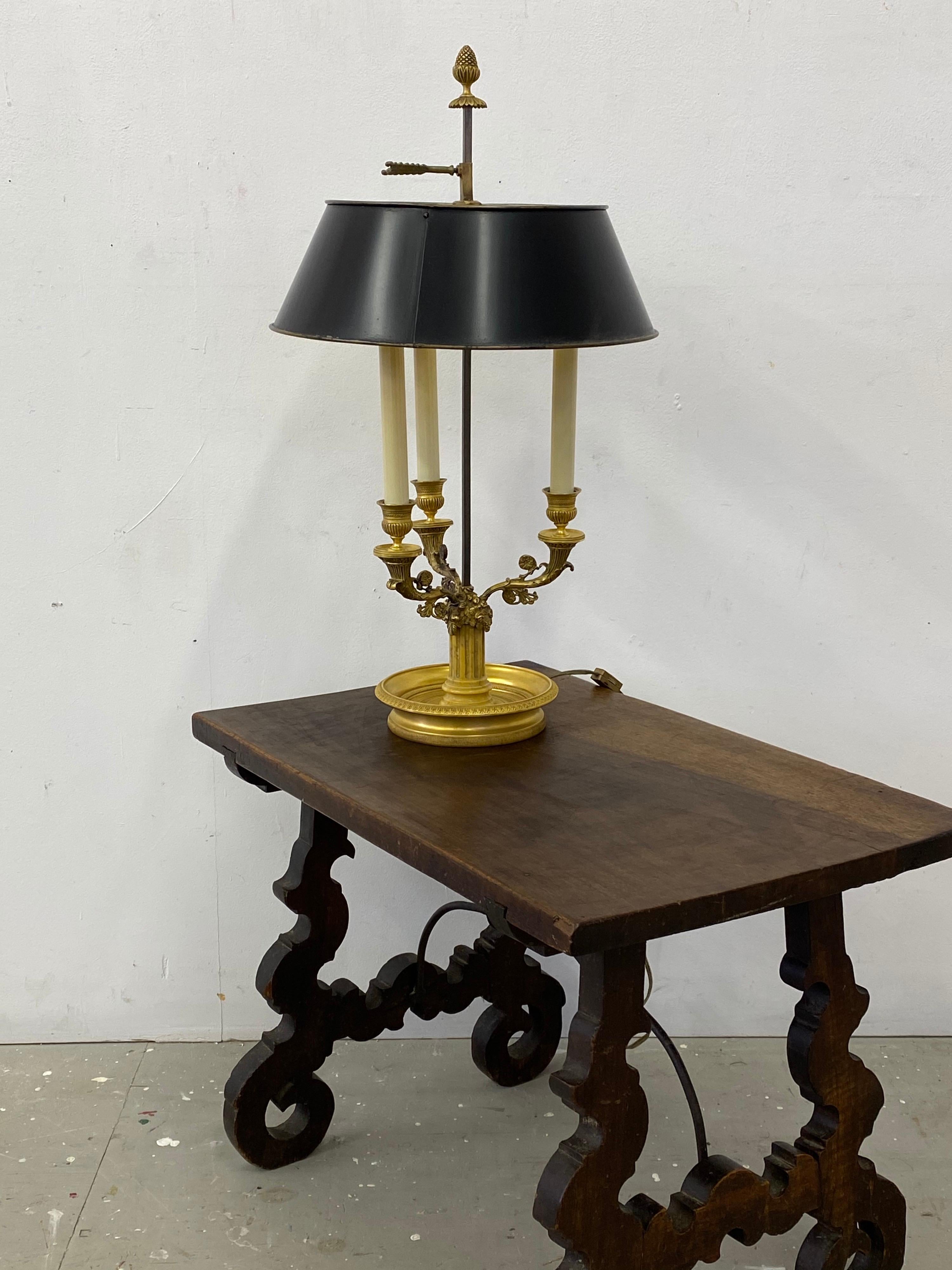 20th Century Bouillotte Table Lamp with Adjustable Black Shade 2