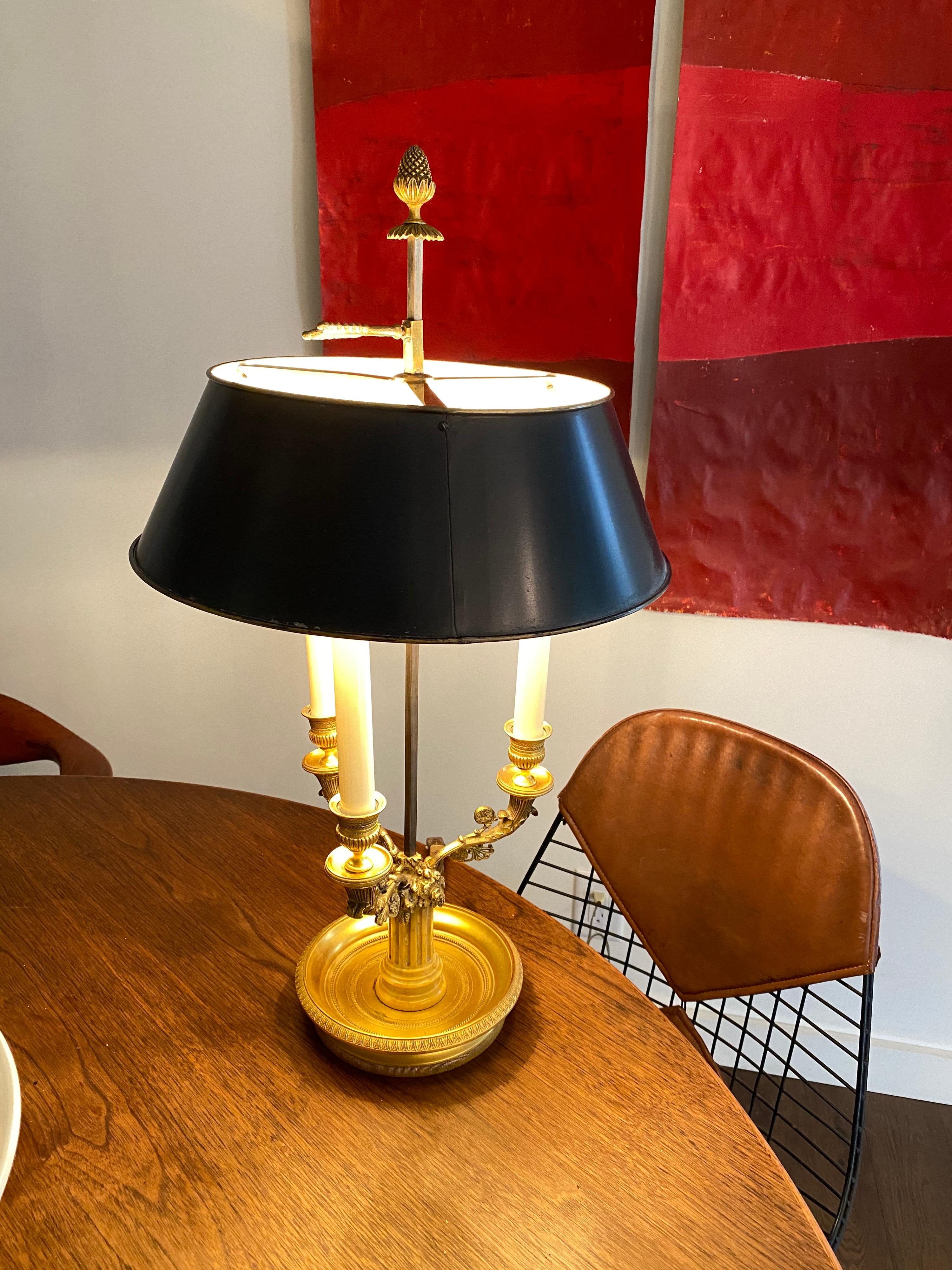 20th Century Bouillotte Table Lamp with Adjustable Black Shade 3