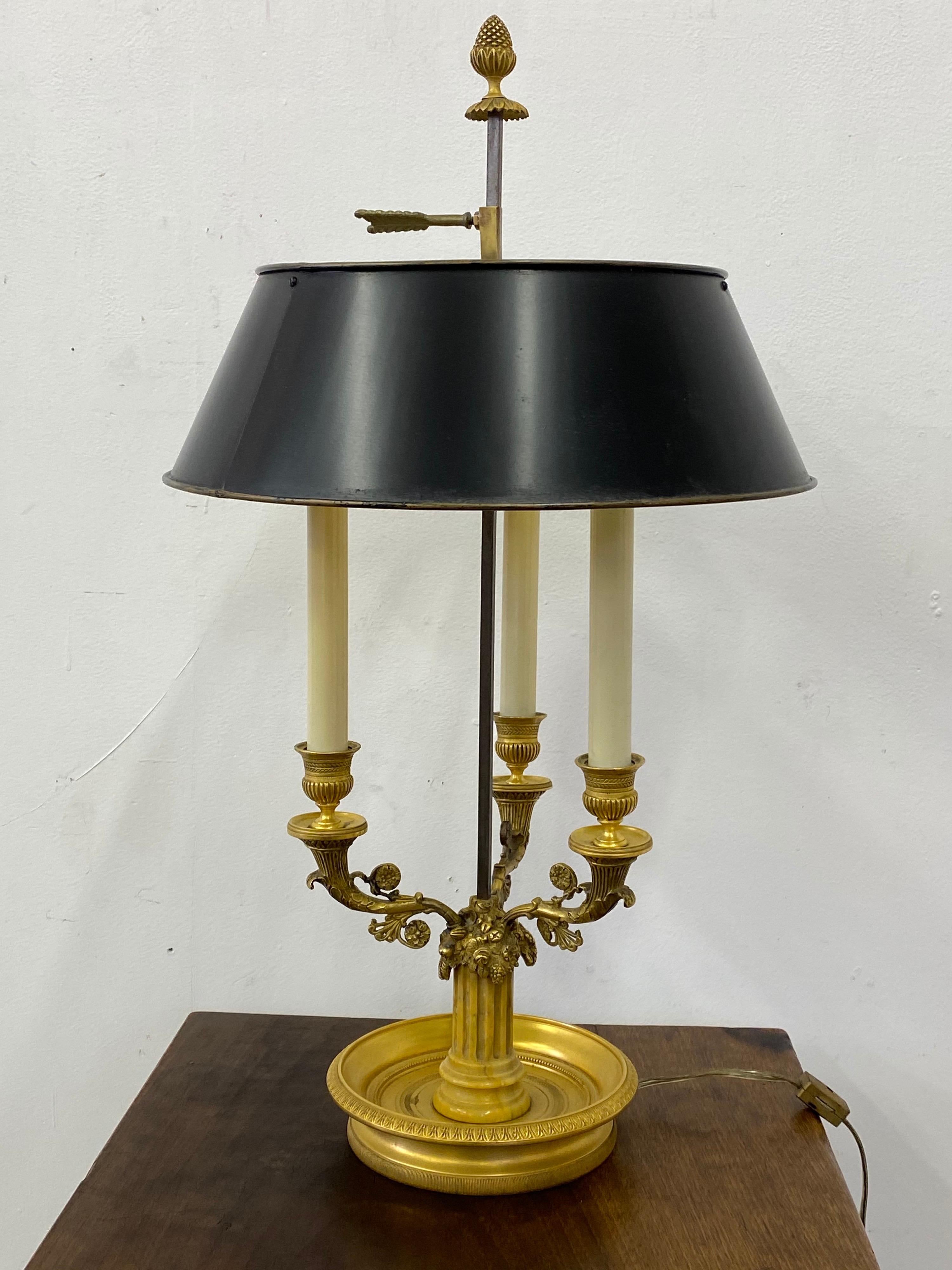 Mid-20th Century 20th Century Bouillotte Table Lamp with Adjustable Black Shade