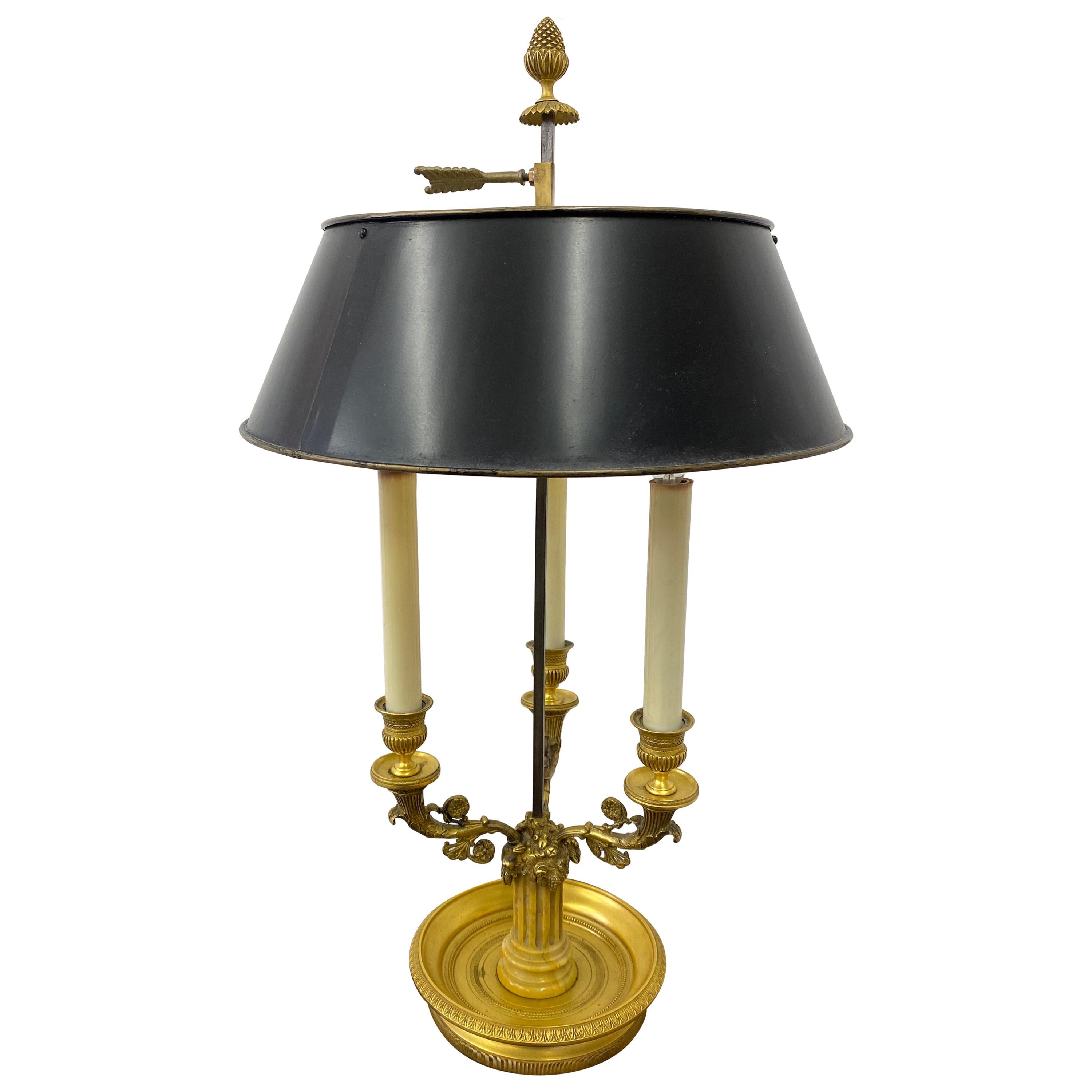 20th Century Bouillotte Table Lamp with Adjustable Black Shade