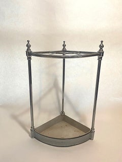 20th Century Bow Shaped Nickle Corner Umbrella/ Stick Stand from England