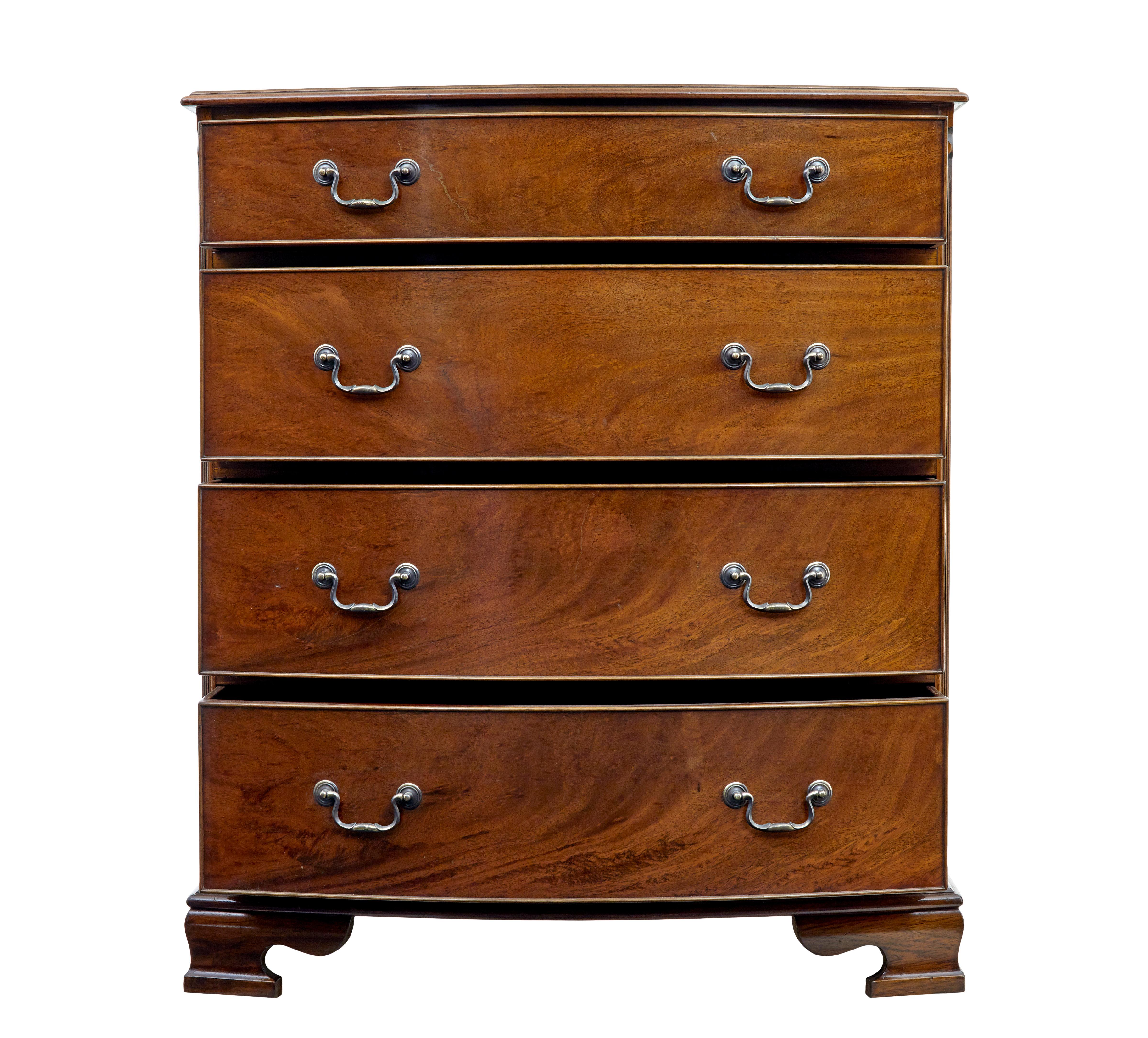 Georgian 20th century bowfront mahogany chest of drawers by Adam Richwood For Sale