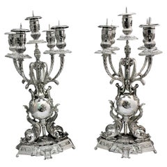 20th Century Brandimarte Silver Candelabras Florence Italy, 1950s