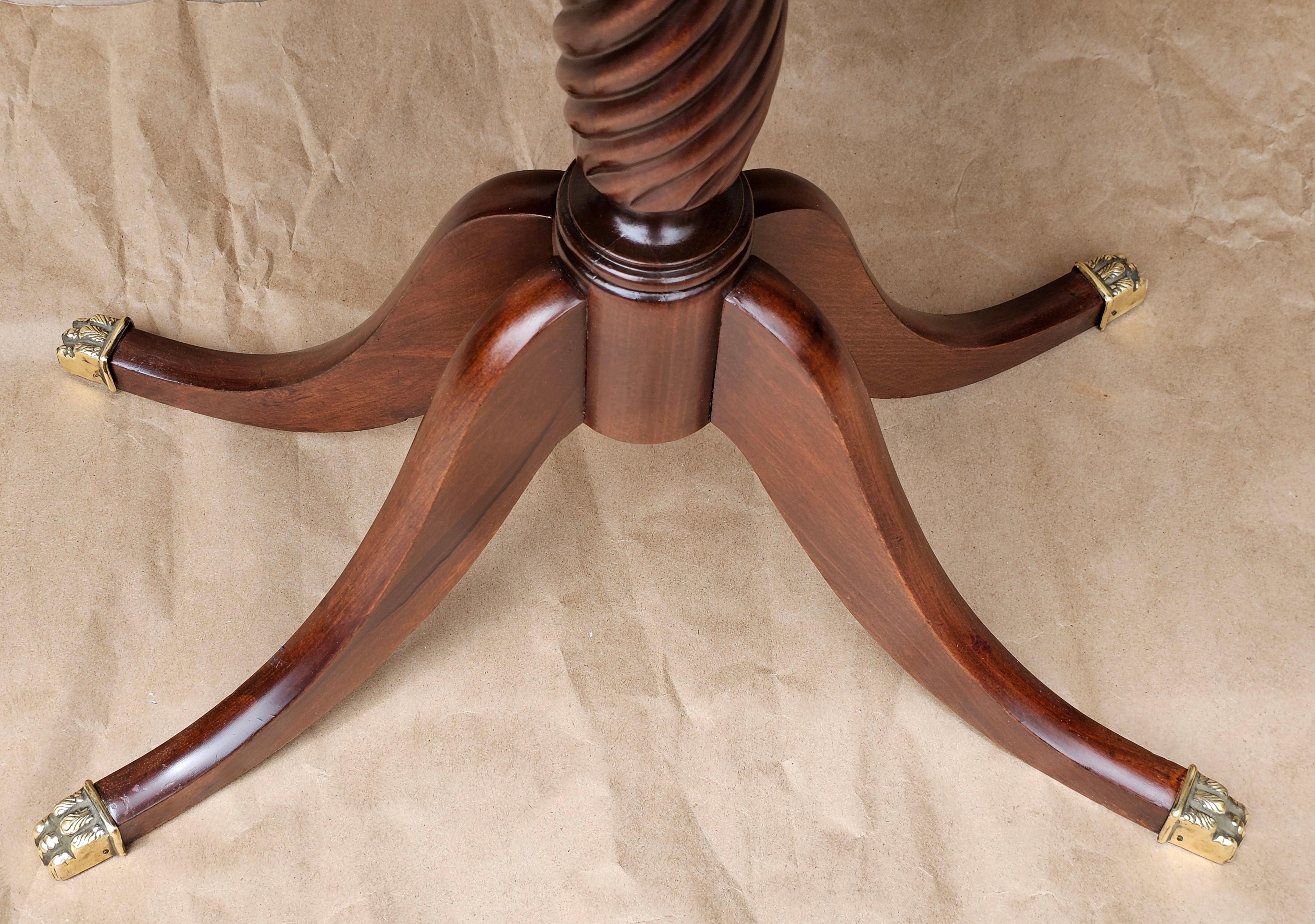 American 20th Century Brandt Mahogany Pedestal Drop Leaf Side Table, Refinished. For Sale