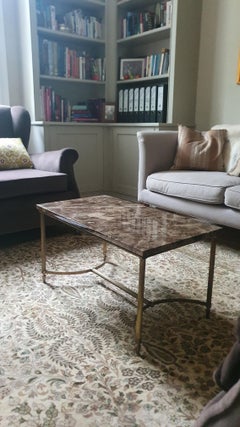 20th Century Brass and Bronze Coffee Table with Maron Imperial Marble Top