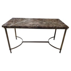 20th Century Brass and Bronze Coffee Table with Maron Imperial Marble Top
