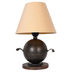 20th Century Brass and Copper Globe Table Lamp