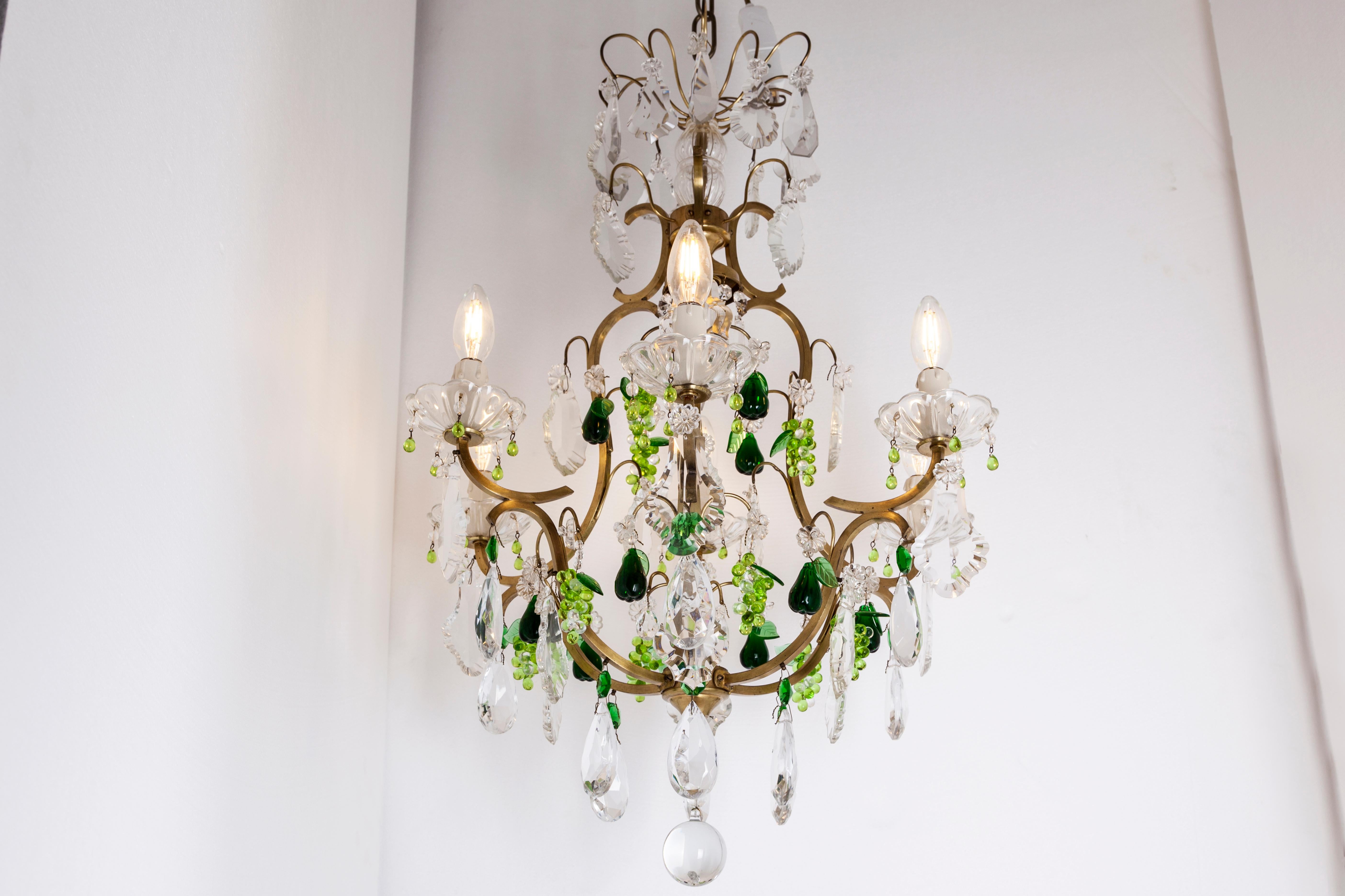 20th Century Brass and Crystals French Chandelier 1