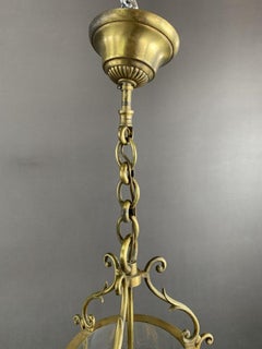 Pendentif lanterne en laiton et verre du 20e siècle
