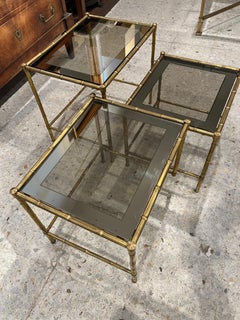 Nido de latón y cristal del siglo XX  Mesas  por Maison Bagues