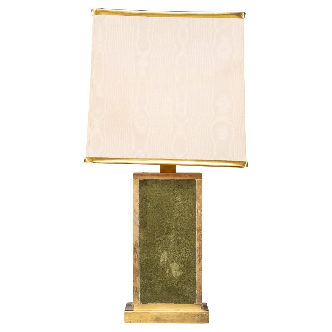 20th Century Brass and Green Felt Lamp, Italy, circa 1970 For Sale