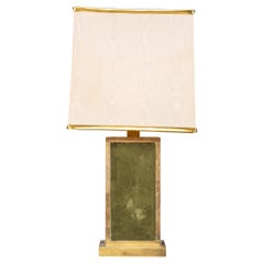 20th Century Brass and Green Felt Lamp, Italy, circa 1970