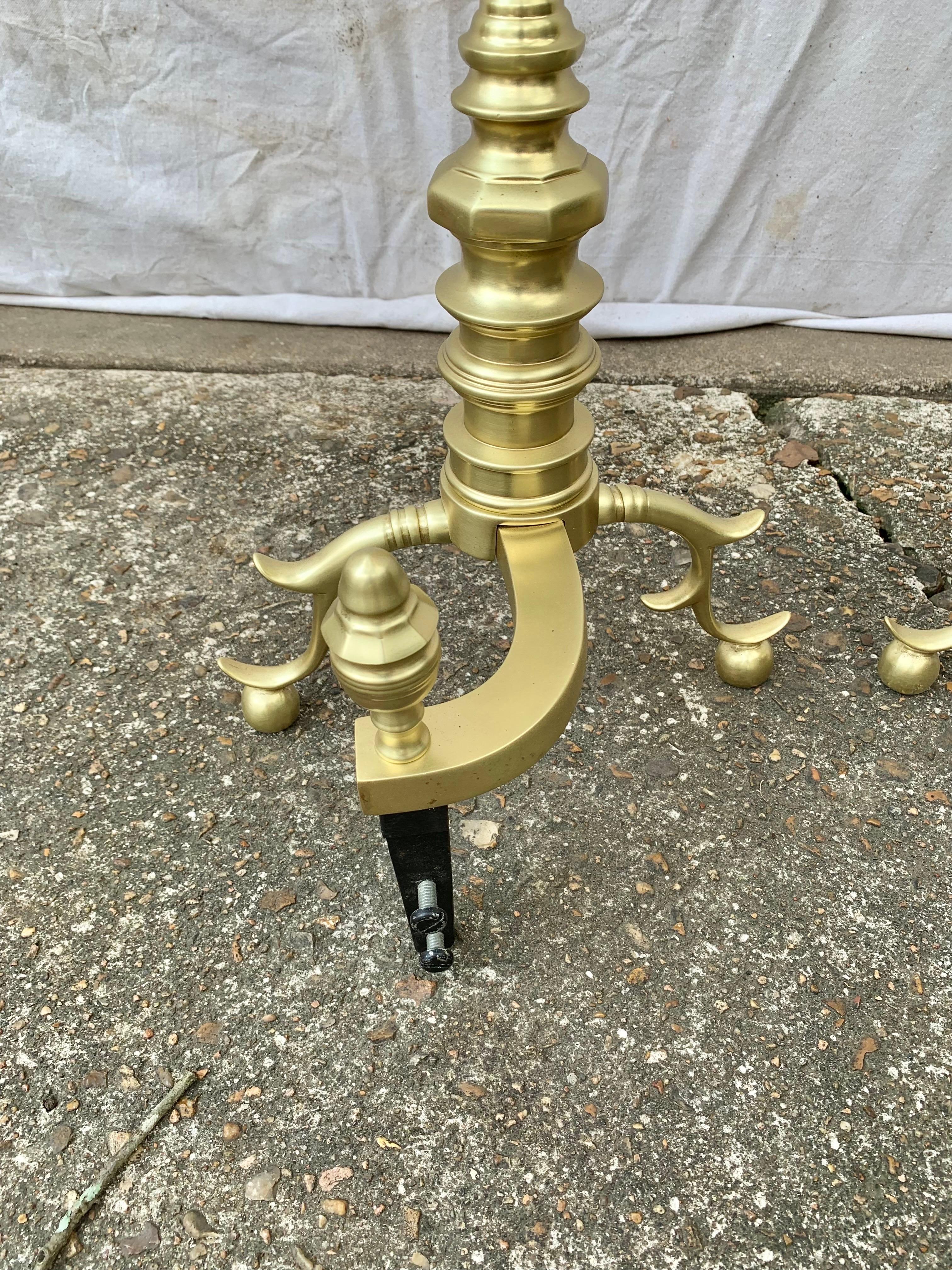 20th Century Brass Beehive Style Andirons - a Pair For Sale 6