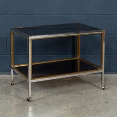 Carrello portabevande in ottone e cromo del XX secolo di Belgo Chrome, Belgio, 1980 ca.