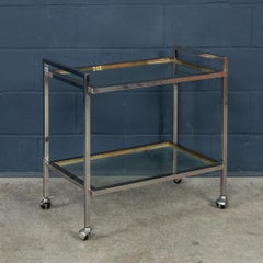 Carrello portabevande in ottone e cromo del XX secolo di Belgo Chrome, Belgio, 1980 ca.