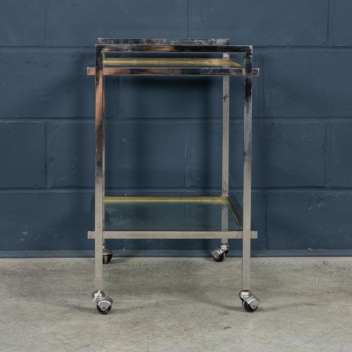 Carrello portabevande in ottone e cromo del XX secolo di Belgo Chrome, Belgio, 1980 ca. in vendita 1