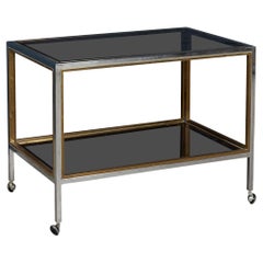 Carrello portabevande in ottone e cromo del XX secolo di Belgo Chrome, Belgio, 1980 ca.