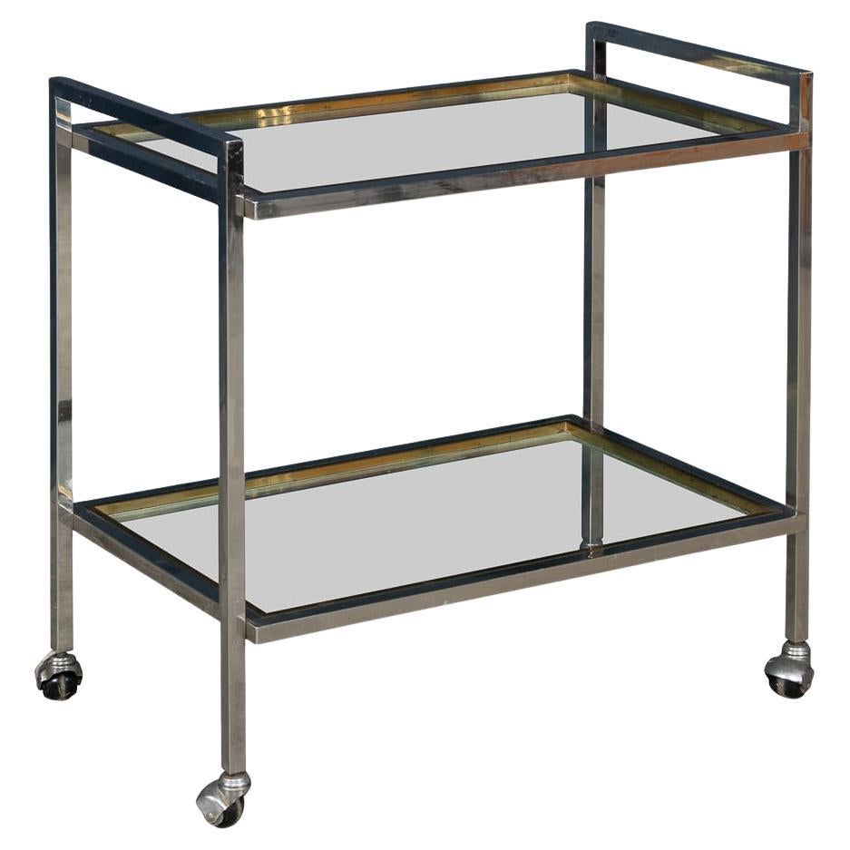 Carrello portabevande in ottone e cromo del XX secolo di Belgo Chrome, Belgio, 1980 ca. in vendita
