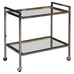Carrello portabevande in ottone e cromo del XX secolo di Belgo Chrome, Belgio, 1980 ca.