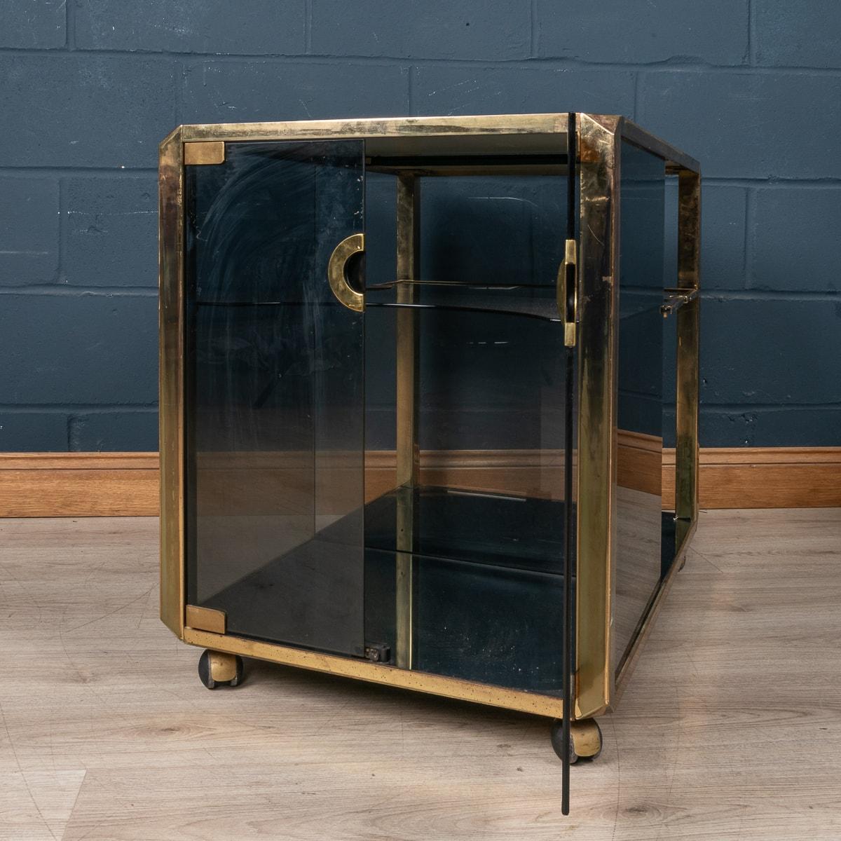 20th Century Brass Framed Cocktail Trolley, Willy Rizzo For Mario Sabot, c.1970 12