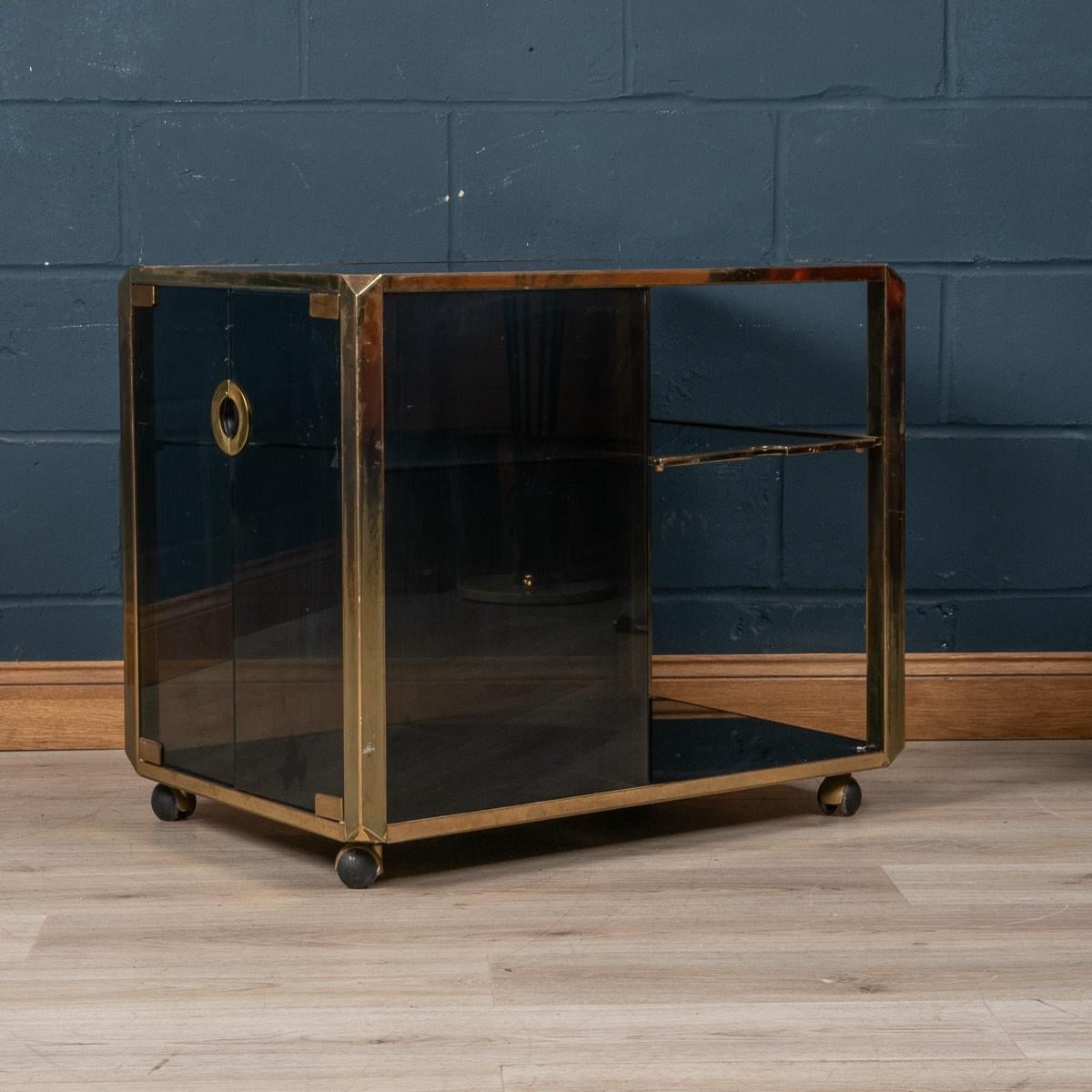 Italian 20th Century Brass Framed Cocktail Trolley, Willy Rizzo For Mario Sabot, c.1970