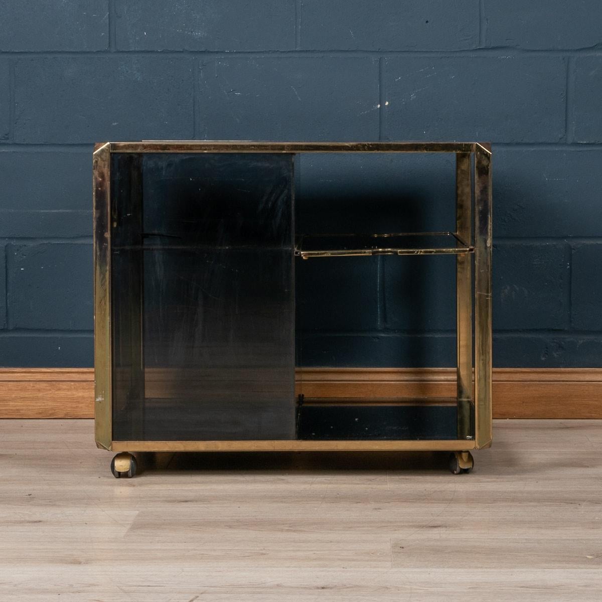 20th Century Brass Framed Cocktail Trolley, Willy Rizzo For Mario Sabot, c.1970 1