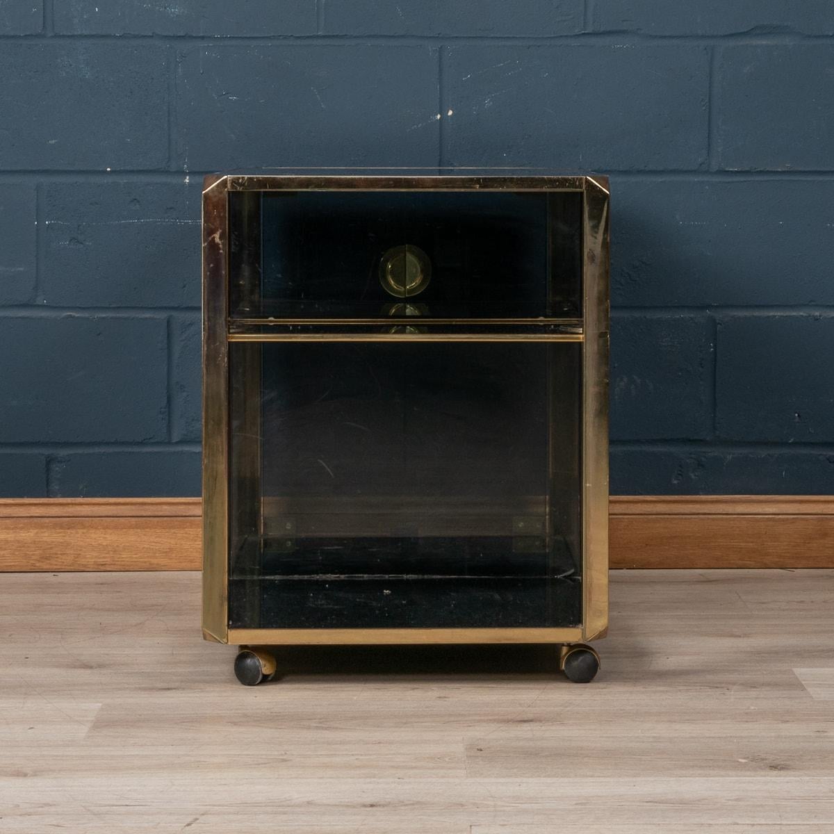 20th Century Brass Framed Cocktail Trolley, Willy Rizzo For Mario Sabot, c.1970 2
