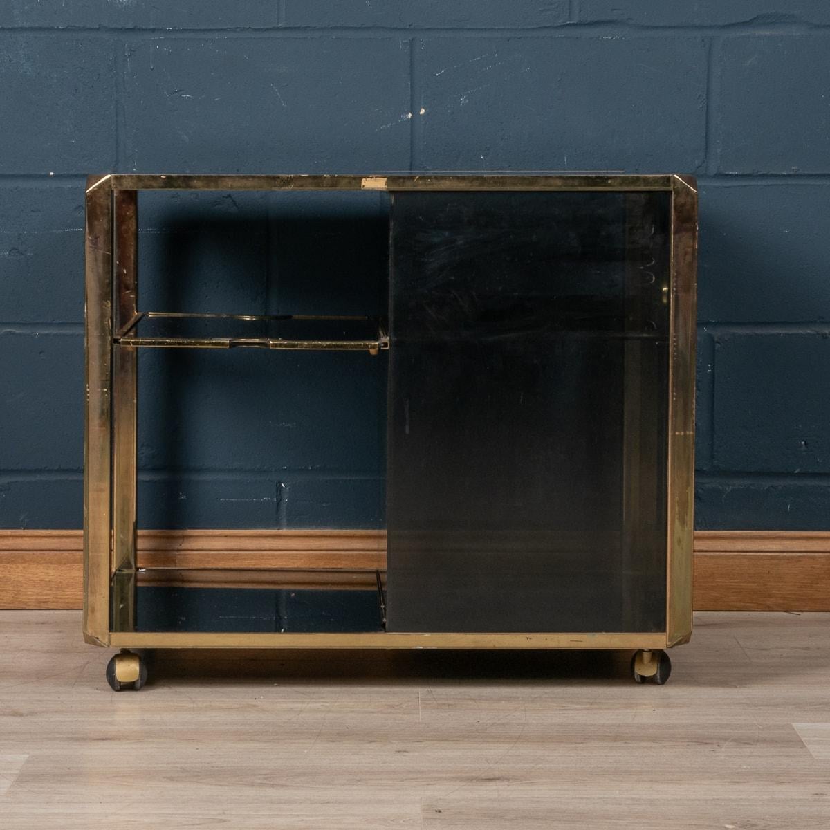 20th Century Brass Framed Cocktail Trolley, Willy Rizzo For Mario Sabot, c.1970 3