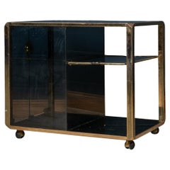 20th Century Brass Framed Cocktail Trolley, Willy Rizzo For Mario Sabot, c.1970