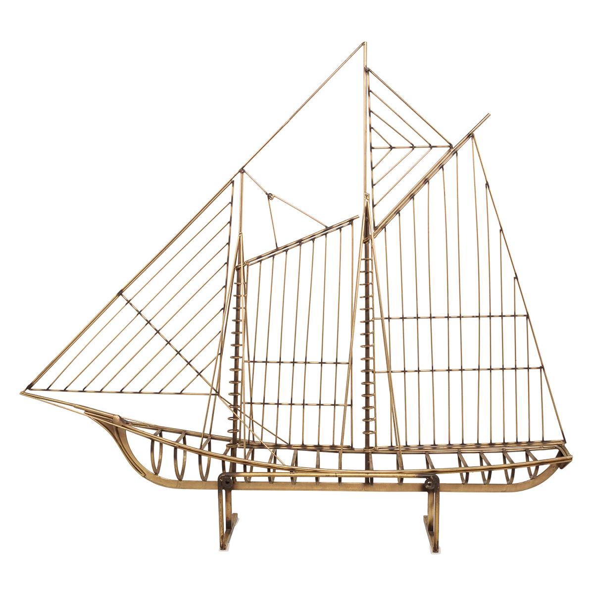 20th Century Brass Galleon Ship by Curtis Freiler & Jerry Fels, 1970s