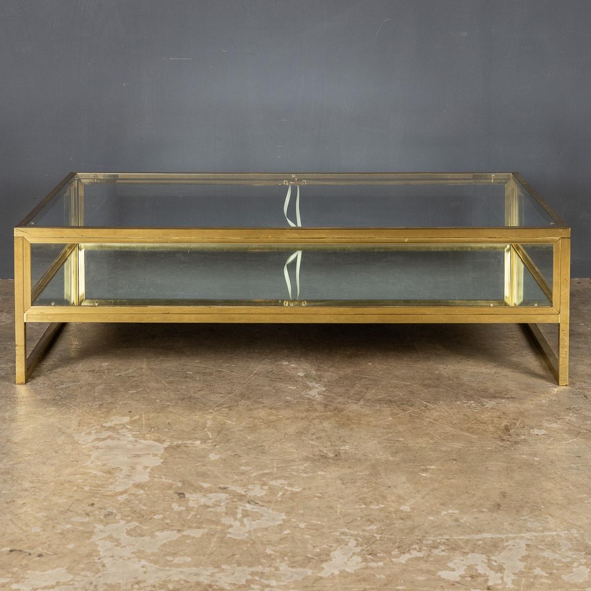 20th Century Brass & Glass Mirrored Vitrine Coffee Table, c.1970 2