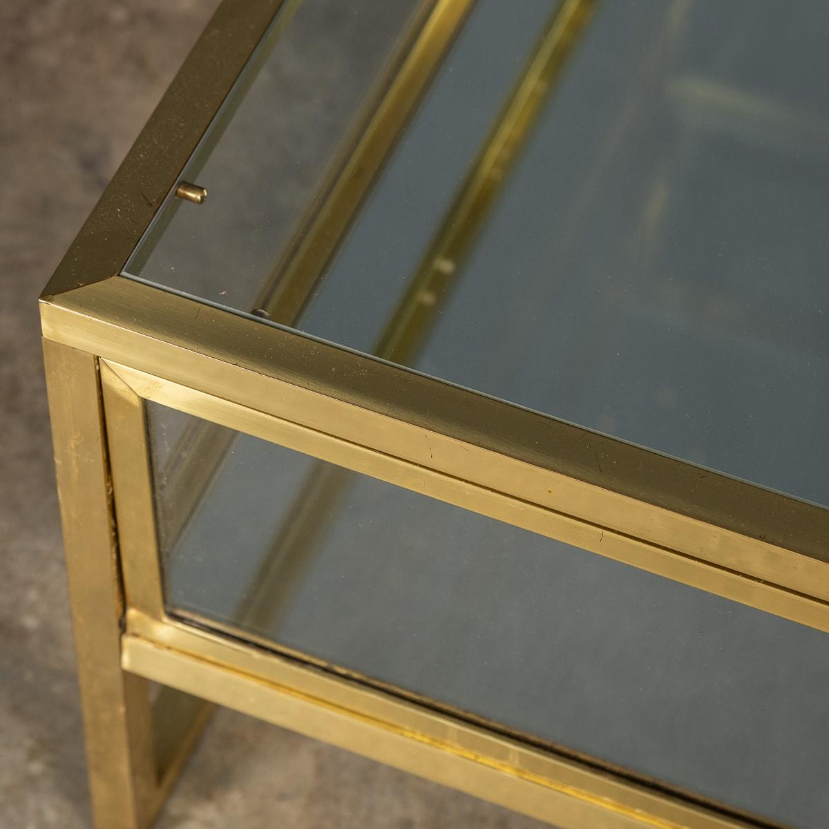 20th Century Brass & Glass Mirrored Vitrine Coffee Table, c.1970 5